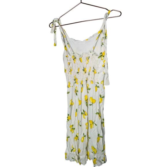 SLATE & WILLOW Yellow White Lemon Print Sweetheart Neckline Midi Dress Size XS - Picture 5 of 12